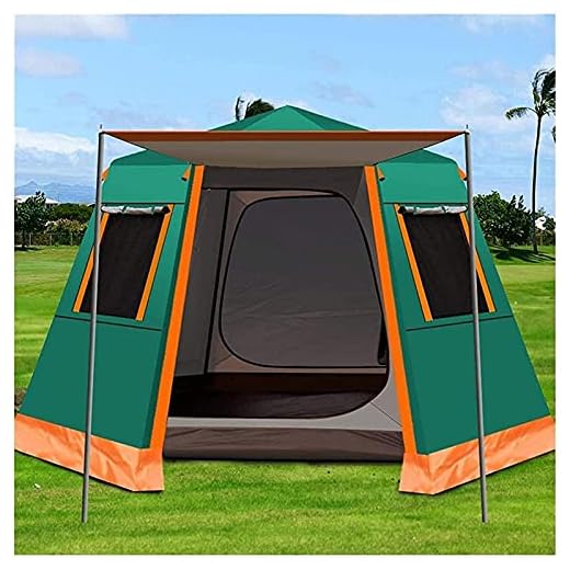 Tienda de campaña, Tienda de campaña Familiar, fácil instalación, portátil, Plegable, Playa, Viajes, Senderismo, sombrilla, Refugio Impermeable para Color:Verde, tamaño:330 x 330 x 198 cm.
