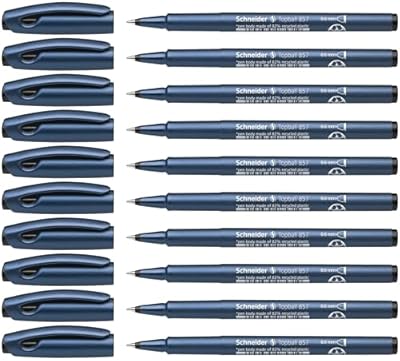 Schneider Topball 857 - Bolígrafo de punta redonda (punta de metal de 0,6 mm, 10 unidades, tinta negra) | Ya disponible en tu tienda friki favorita! En mundofriki.es!