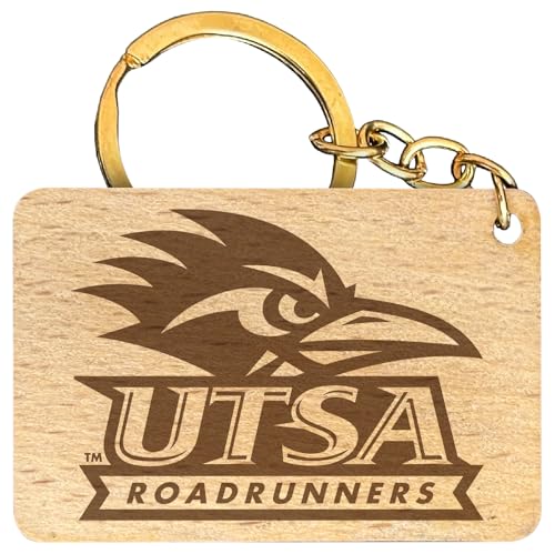 R and R Imports UTSA Road Runners Engraved Flat Wood Keychain 1.5” x 2.5” Officially Licensed Collegiate Product Single