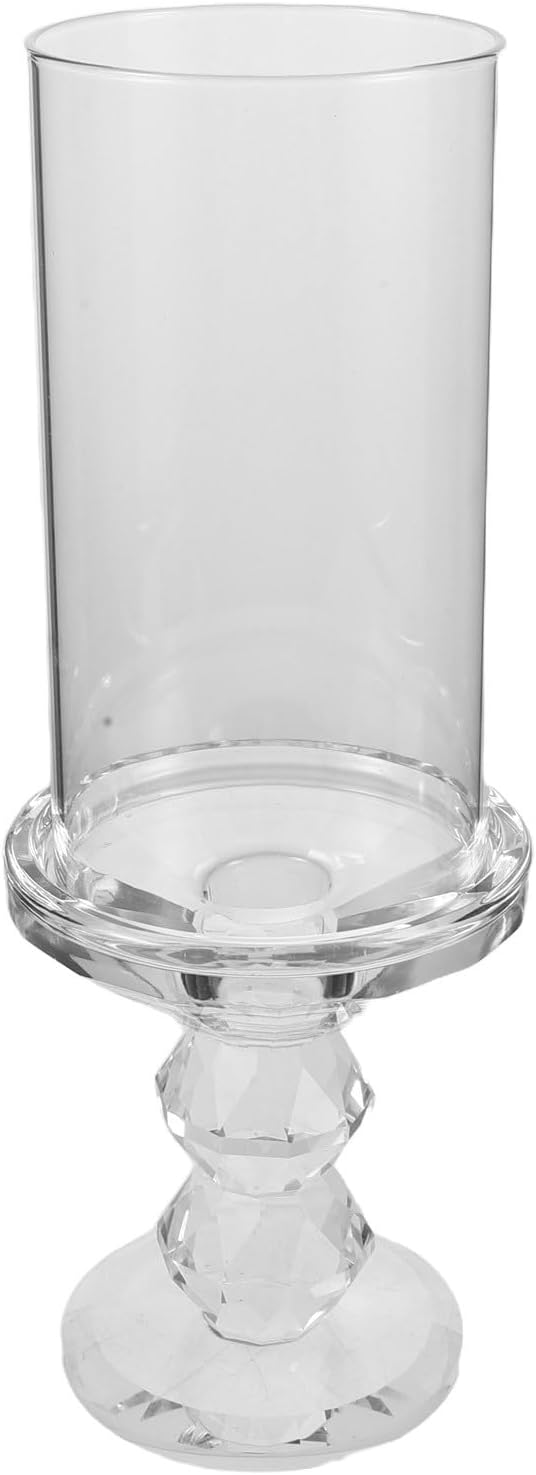 UKCOCO Glass Hurricane Candle Holder - Wind-Resistant Pedestal Glass Candle Holder with Cylinder Hurricane Cover for Wedding Centerpieces, Dining Table Decor, and Festive Occasions