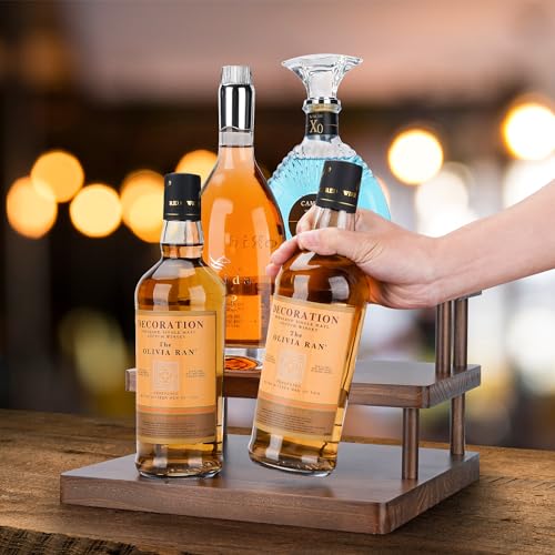 Wooden-Liquor-Shelf-3-Tier-Liquor-Bottle-Display-Shelf-Liquor-Rack-for-Countertop-Bar-Shelf-for-Liquor-Sturdy-Liquor-Stand-Liquor-Shelf-for-Home-Bar-Game-Room-or-Living-Room-Display-Brown Wooden Liquor Shelf 3 Tier Liquor Bottle Display Shelf Liquor Rack for Countertop Bar Shelf for Liquor Sturdy Liquor Stand Liquor Shelf for Home Bar Game Room or Living Room Display Brown