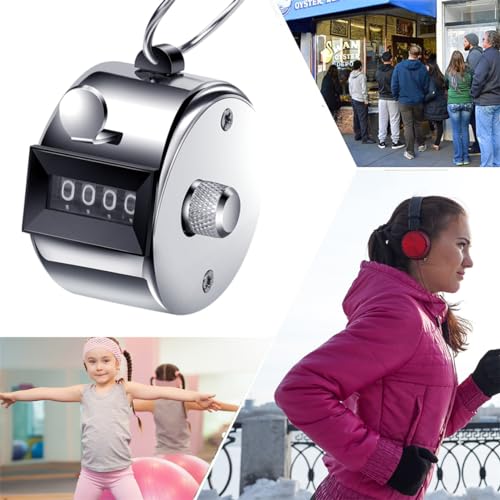 ALEEIK Handzähler 2 Stücke Hand Zähler Mechanischer Klickzähler Fingerzähler Metall Zähler Klicker Counter Counter 4-Stelliger Zähler für Golf Zählen Stricken