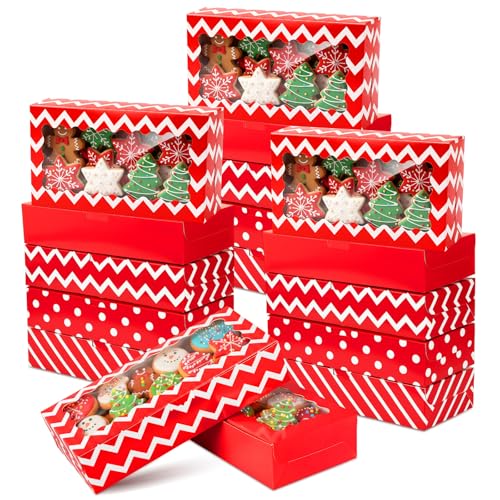Boîtes à biscuits de Noël avec fenêtre TecUnite lot de 100 contenants carton 31,8x14x6,3cm