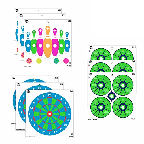 Allen Company EZ Aim Fun Triggering More Fun Paper Shooting Targets, 12" W x 12" H, 3-Pack, Multi