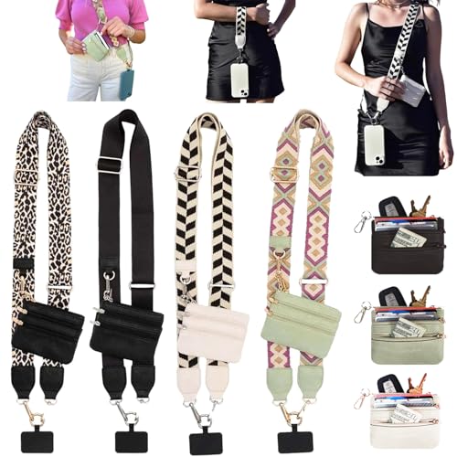 DANONI 2026 New Clip and Go Strap for Phone with Wallet Crossbody Adjustable Phone Strap with Zippered Pouch for Women (4PCS)
