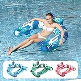 WOLKEK Pool Floats, 3 Pack Inflatable Float Chairs with Cupholders & Handles, Pool Floats Adult & Kids Perfect for Pool Lake & Rivers, Pool Toy Party, Relaxing Inflatable Chair for Swimming Pool