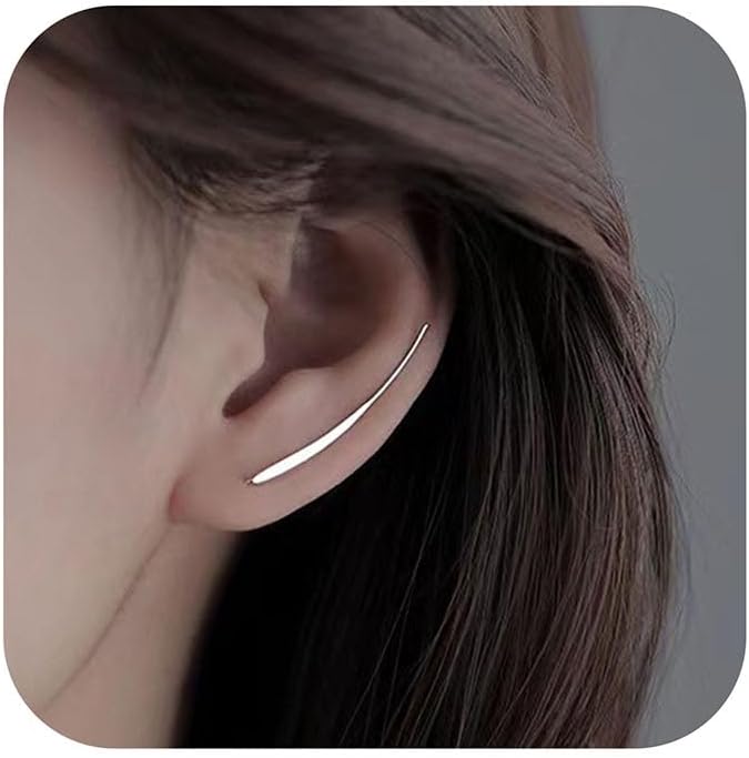 925 Sterling Silver Climbers Earrings for Women, Ear Cuffs Crawler Earrings to Daughter,Dainty Ear Crawler Earrings Minimalist Birthday Wedding Jewelry Gift
