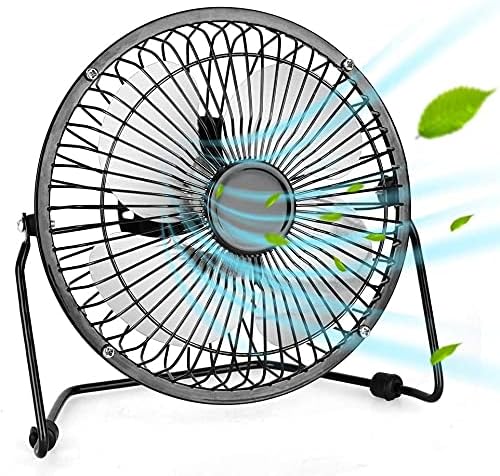NUMIFUN 6-Inch Desk Fan Small Quiet Table Fan USB Powered Mini High Velocity Personal Fan for Desk Office Desktop Bedroom, Metal Design, 2 Speed, 360° Tilt Angel
