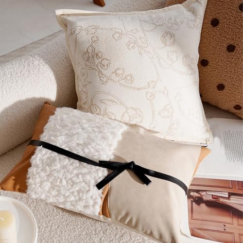 Housse de coussin chenille haut de gamme patchwork moderne 45x45 chic - 8