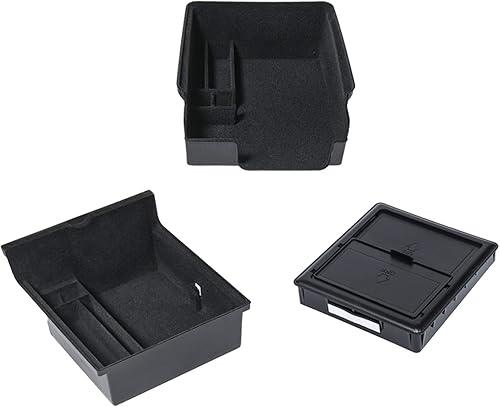 Carwiner Bandeja Organizadora de 3 Piezas para Consola Central para Tesla Modelo 3 2021-2022 2023 y Modelo Y 2021-2024, Reposabrazos Flocado, Caja