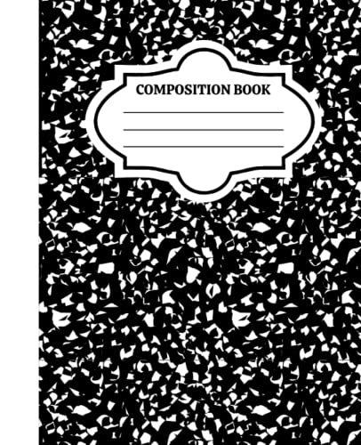 Composition Book: White Marble, Marble Composition, Composition Notebook, draw and write journal, College Ruled, 100 pages, 7.5 in x 9.25 in, 19.05 x 23.495 cm, Cute Black and White Cover