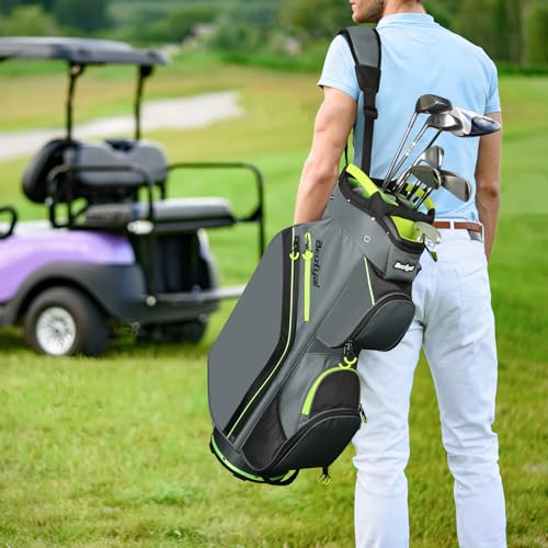 Beutyal Cart Golf Bag 15 Way Organizer Divider Top Golf Club Bags Lightweight Golf Cart Bags for Men Women with Cooler, Rain Cover