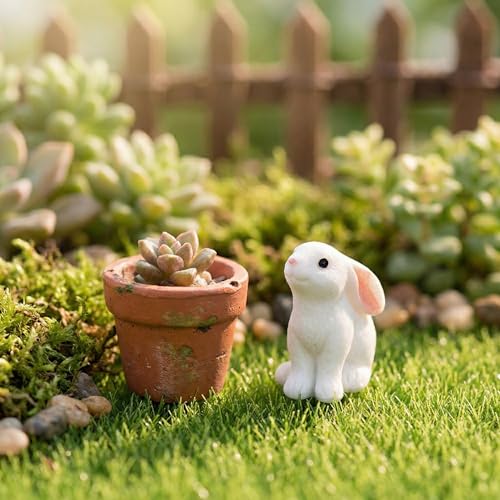 Toyvian 24-teiliges Mini-Hasen-Ornament-Set aus Kunstharz, Winzige Hasenfiguren für Miniaturlandschaften, Hasenzimmerdekoration, DIY-basteldekoration