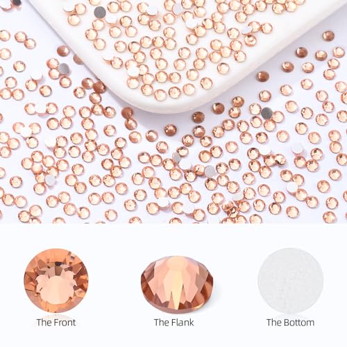 Image of Champagne Flatback Rhinestones, Glass Rhinestones for Nail Art and Craft, Glue Fix, Loose Crystal Gemstones(Champagne, SS6, 1440pcs, 1.9-2.0mm)