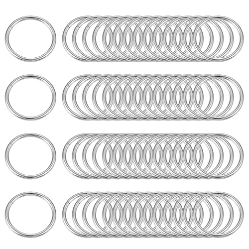 sourcing map 60 Stück Metall O Ringe 15mm(0.59') Innendurchm. 1.6mm Dicke Mehrzweck Ungeschweißte O Ring Schnalle für Handwerk Gürtel Geldbörse Handtasche Herstellung Hardware Silber Ton