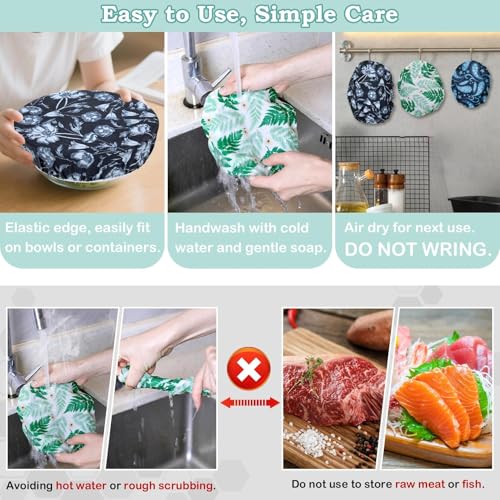 5Pcs Reusable Beeswax Elastic Bowl Covers for Bread Proofing and Food Cover - image 6