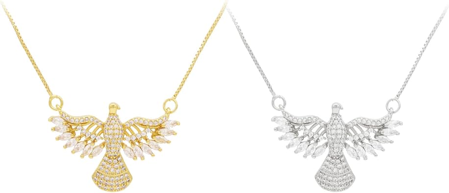 18K Gold Plated Cubic Zirconia Eagle Pendant Necklace - Dazzling Pendant Necklace for Women Men, Gift for Women Men,Fashion Jewelry Gift