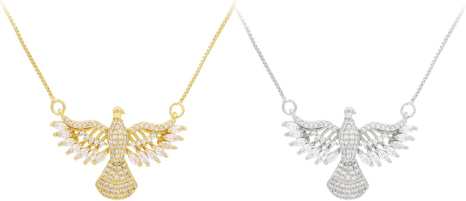 18K Gold Plated Cubic Zirconia Eagle Pendant Necklace - Dazzling Pendant Necklace for Women Men, Gift for Women Men,Fashion Jewelry Gift