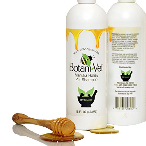 Botanivet Certified Organic Manuka Honey Pet Shampoo 16 Oz - 100% Natural Ingredients - Veterinary Dermatologist Formulated For Allergies And Itching #TOP3