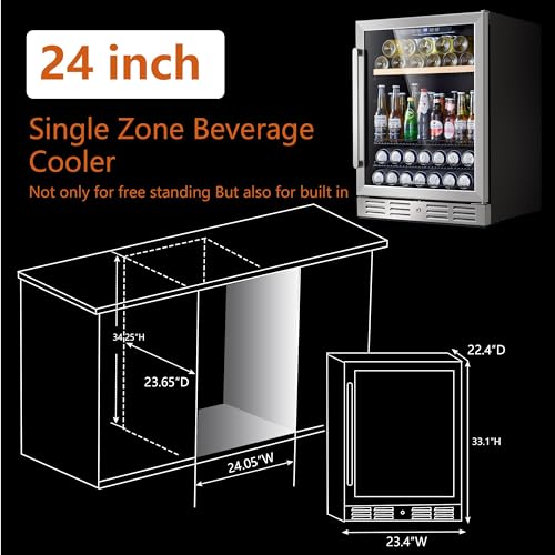 Kalamera KRC-46DZB-R-M Mini Fridge 24 Inch Beverage And Wine Cooler Built-In Or Freestanding thumb #2