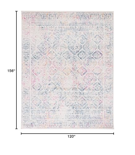 SAFAVIEH Area Rug 10x13 - Tulum Collection - Large - Ivory & Dark Blue, Moroccan Boho Distressed Design, Non-Shedding & Easy to Clean, Ideal for Living Room, Bedroom, Dining Space (TUL264D)