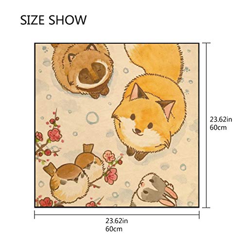 Xling Fashion Square Scarf Vintage Animal Fox Bird Rabbit Lightweight Sunscreen Silk Scarves Muffler Hair Wrap Headscarf Neckerchief For Women Men #TOP1
