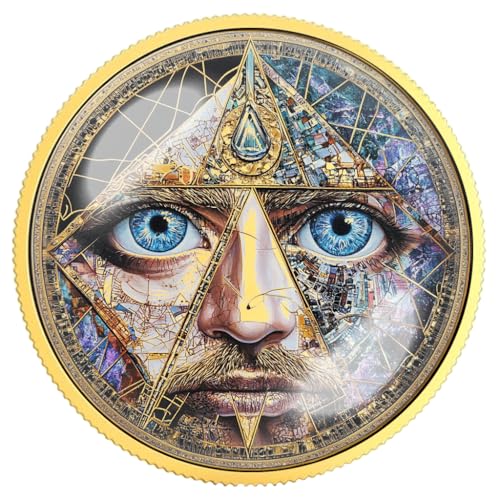 All Seeing Eye Coin – Enlightenment & Awakening Art Design – Symbol of Vision, Truth & Higher Consciousness – Gold Color