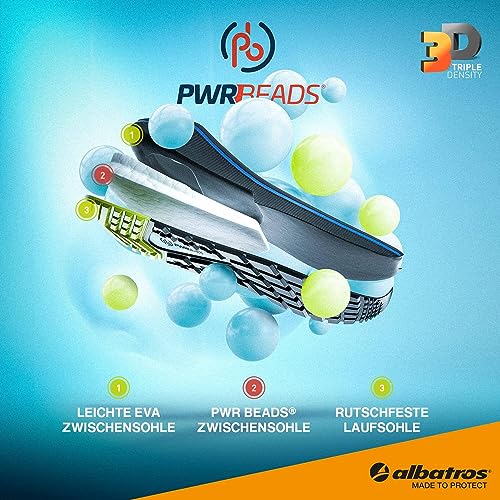 Albatros AER58 Chaussures de sécurité basses S1P ESD HRO SRC avec embout en fibre de verre respirant et antidérapant sans métal pour homme, bleu, 45 EU