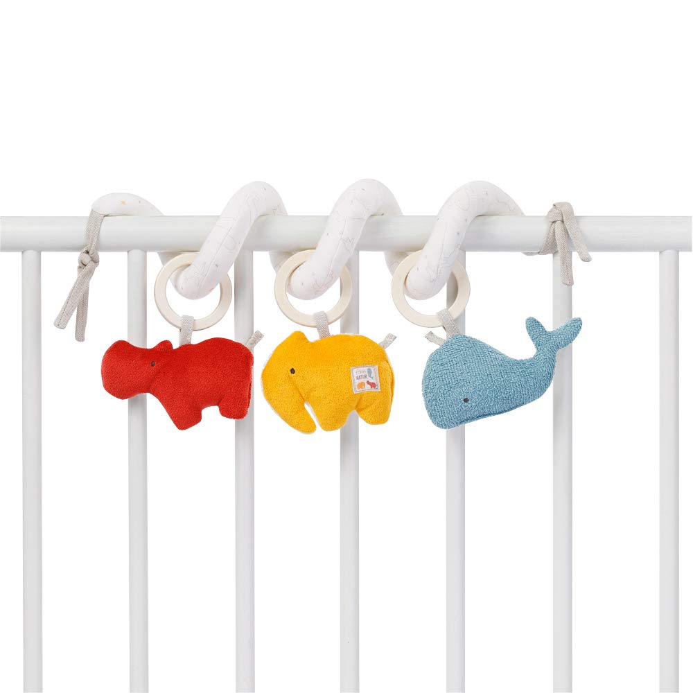 Fehn FehnNATUR 056136 Spirale d'activités en Tissu avec Fonctions d'apprentissage en Coton Biologique certifié - Favorise Les Sens de bébé à la Maison et en déplacement - pour bébé dès la Naissance