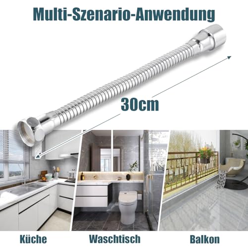 STOAT® Verlängerung für Küchenarmaturen. 30 cm, aus Edelstahl 304. Fixierbar. Praktisch zum Zähneputzen und Waschen des Gesichts, zum Waschen der Haare und zum Auffangen von Wasser.