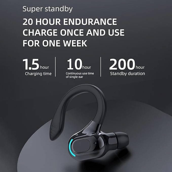 Auricular inalámbrico tipo gancho negro Bluetooth 5.2 miniatura 5