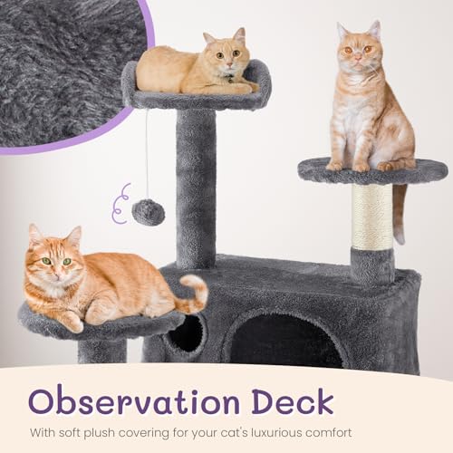 CuddleCritters Condomínio de gato com vários níveis de 134,6 cm com postes para arranhar, torre de a