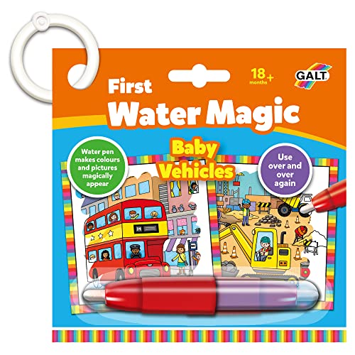 Galt, First Water Magic - Baby Vehicles, Colouring Books for Children Ages 18 months Plus, Multi-color, 18 x 18 cm
