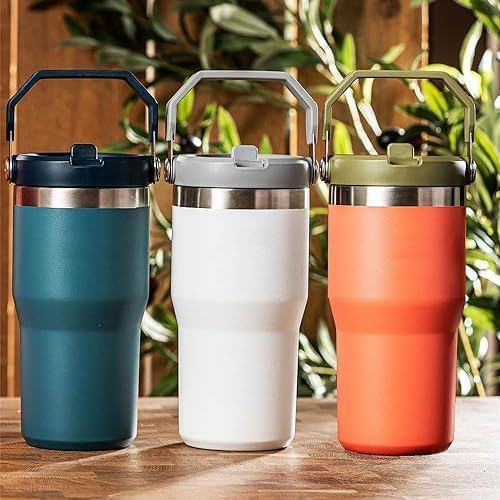 Miniatura 7 de NETRIWOW Tapa abatible de repuesto para vaso Stanley IceFlow de 20 y 30 onzas (gris claro)