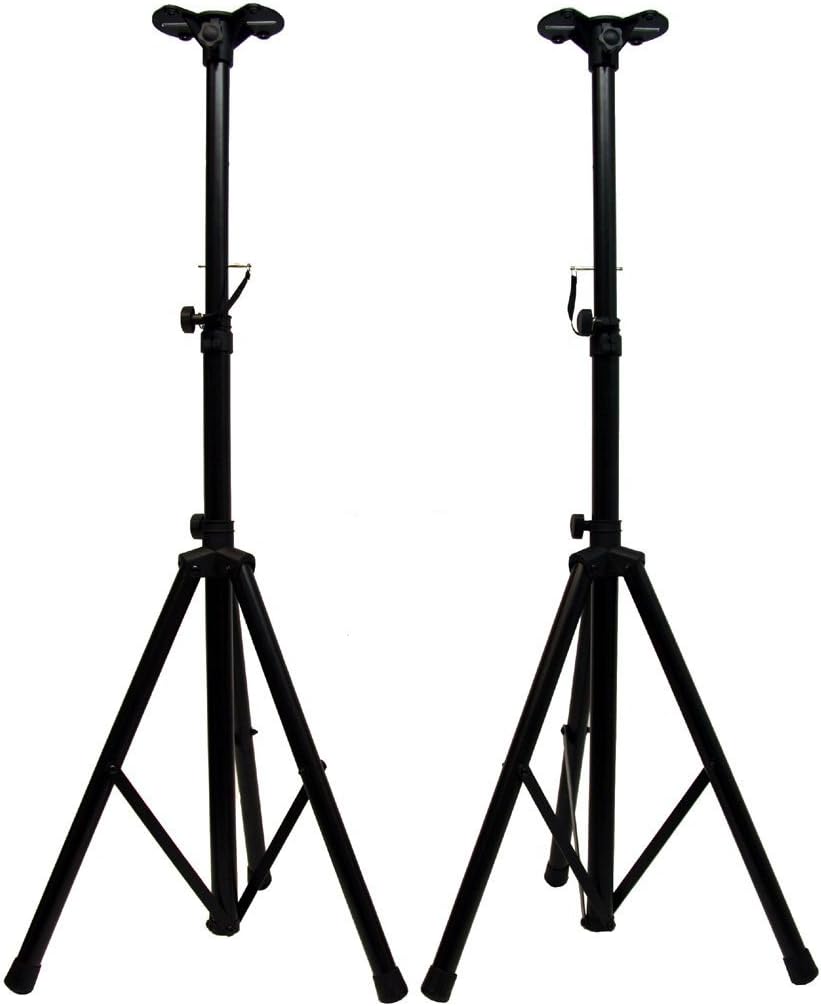 American Sound Connection (2) Pro Audio Mobile DJ PA Speaker Stands 6 Foot Adjustable Height Tripod with (2) Adapter Brackets