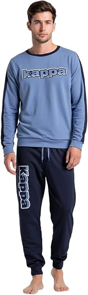 Kappa Pigiama Uomo Cotone Lungo - Pigiama Uomo Cotone Leggero Estivo Manica Lunga - 1