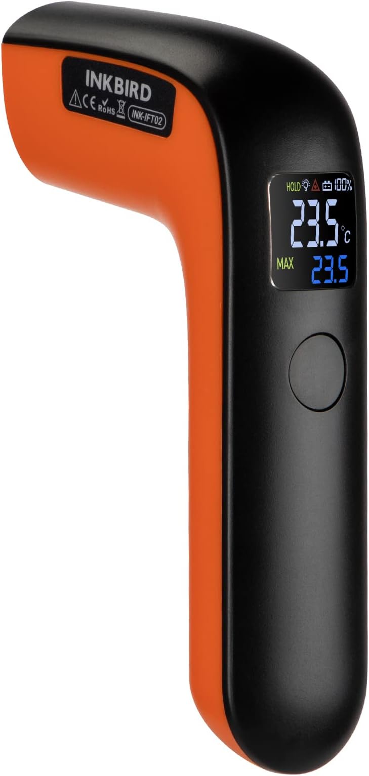 Digital Infrared Thermometer Gun INK-IFT02, Non-Contact Industrial Thermometers, IR Laser Temperature Gauge, ℃ Display, Fast 0.5s Reading Auto Off One-Key Operate for Grilling, Car Maintenance