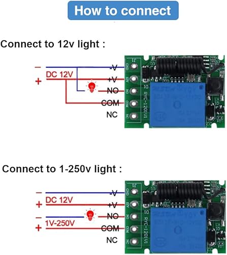 Miniatura 4 de Interruptor de control remoto inalámbrico universal de 433 MHz, CC 5 V, 6 V, 9 V, 12 V, 24 V, 1 canal, transmisor RF para puerta de luz LED, control
