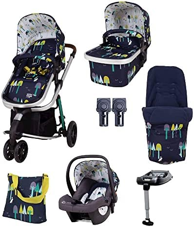 Cosatto Giggle 3 in 1 Travel System Bundle 0-18kg (Wilderness Ink)  Pram & Pushchair, Bumper Bar, Raincover, 0+ Car Seat, Isofix Base, Changing Bag & Footmuff