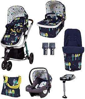 Cosatto Giggle 3 in 1 Travel System Bundle 0-18kg (Wilderness Ink)  Pram & Pushchair, Bumper Bar, Raincover, 0+ Car Seat, Isofix Base, Changing Bag & Footmuff