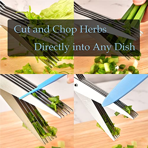 Upgrade Your Kitchen With 2023 Updated 5-Blade And Cover Herb Scissors - Food Cutter Chopper Herb Cutter Shears And Vegetable Cutter Scissors For Herb And Veggie Cutting Of Cilantro Green Onion Salad #TOP2
