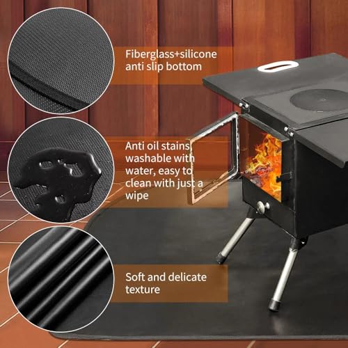 Feuerfeste Kaminmatte,funkenschutzplatte 61 x 106 cm,Flammhemmender Halbrunde Feuerschutzmatte,Funkenschutzplatte Für Kaminofen, Feuerfeste Bodenschutzmatte,Zum Schutz des Bodens Vor Funken