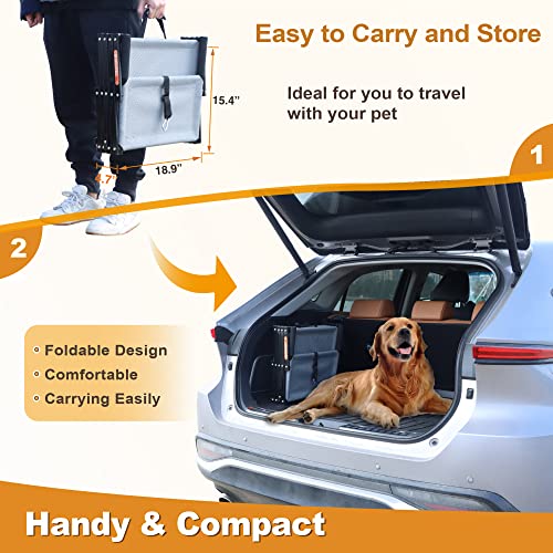 Aetleemo Extra Wide Dog Car Stairs For Large Dogs, Foldable Lightweight Pet Ramps With Nonslip Surface For High Beds,Trucks, Cars And Suv, Supports Up To 150 Lbs, 5 Steps #TOP5