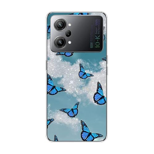 KARTXITAI Case Compatible with K10 Pro 5G,Shockproof Slim Thin Silicone Protective Anti-Fingerprint Anti-Scratch Anti-Fall Phone Cover - Blue Butterfly