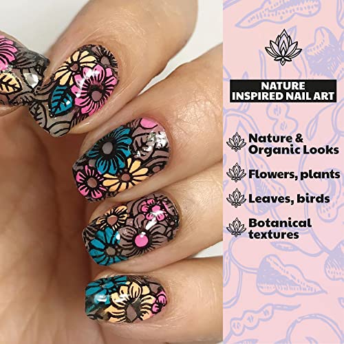 H La Cosedora Nail Stamping Plate - Large Single Template Plates For Stamping Cute Image And Art Design Templates On Fingernails, Nature Flowers Plants Nature Garden Leaf Birds Botanical Floral #TOP4
