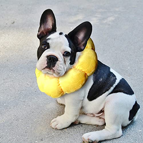 IOSPKKIO® Halskrause für Katzen und Kleine Hunde, Einstellbarer Halsband Nach Operation, Weich Sonnenblume Wiederherstellung Kragen Cone