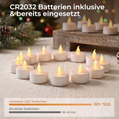 cimetech 24 LED Teelichter mit Timer & Fernbedienung, Flammenlose Kerzen – Ansicht 3