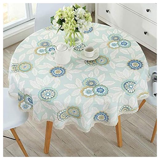 Rund duk, dammsäker bomullsdukduk cirkulär enkel stil för buffé, bröllop, restaurang, fest (Color : Style-2, Size : Diameter 110cm)
