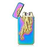 Kivors Windproof Flameless Electronic Double Pulse Arc Lighter USB Rechargeable No Gas Metal Relief Tiger Lighter