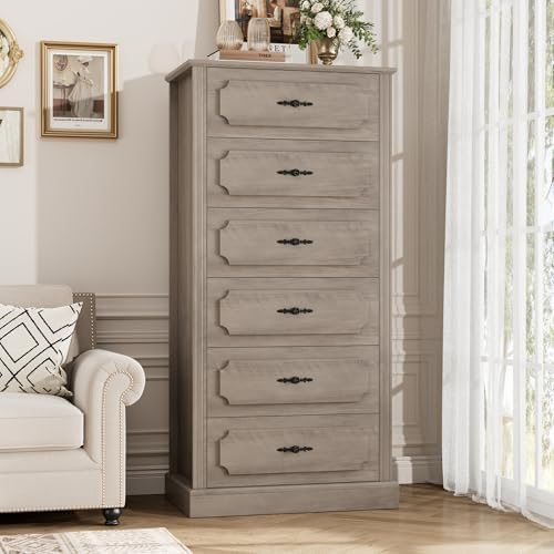 Amazon.com: HOSTACK 5 Drawer Tall Dresser, Modern Farmhouse Chest of ...